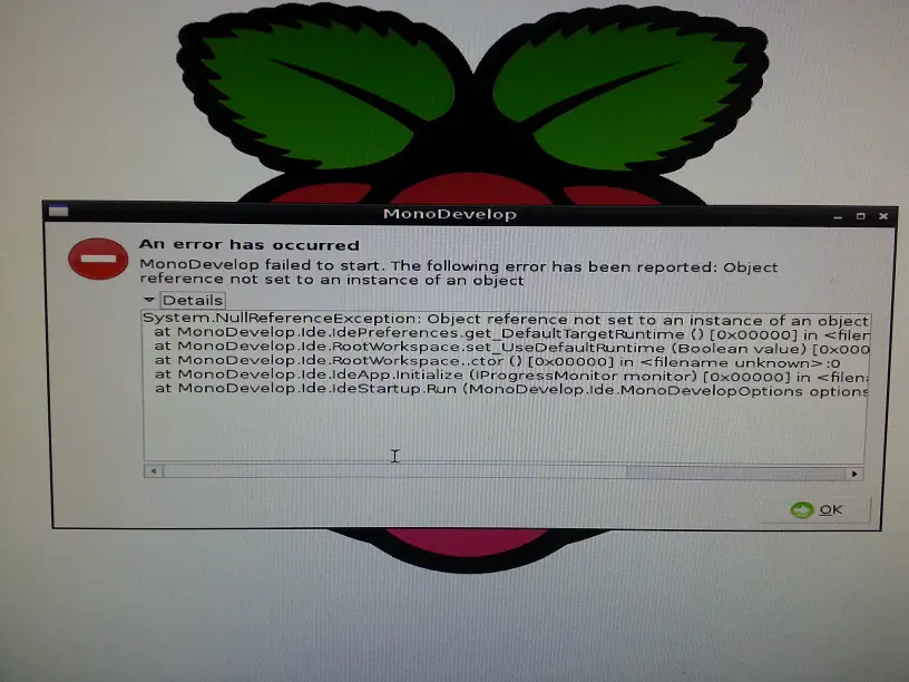 MonoDevelop Exception