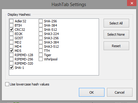 HashTab Settings