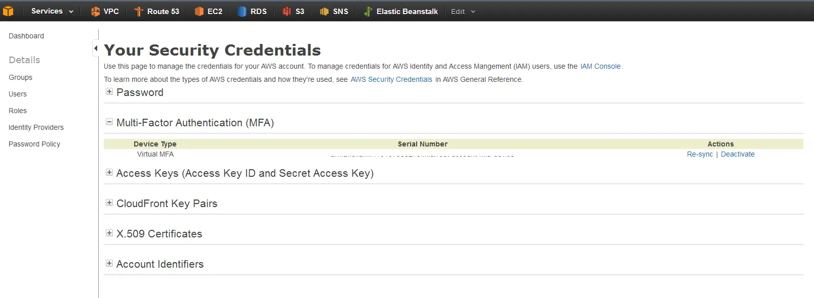 AWS MFA Step 2