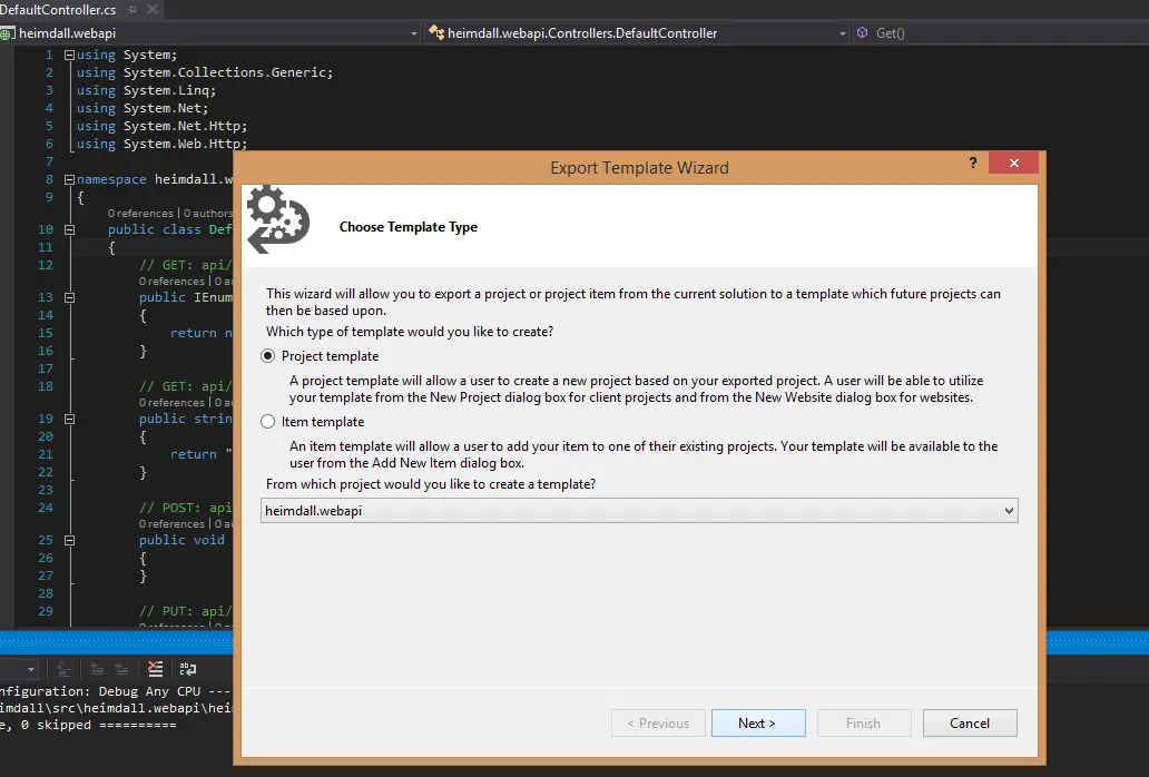 Visual Studio Project Template for Web API Playground for the