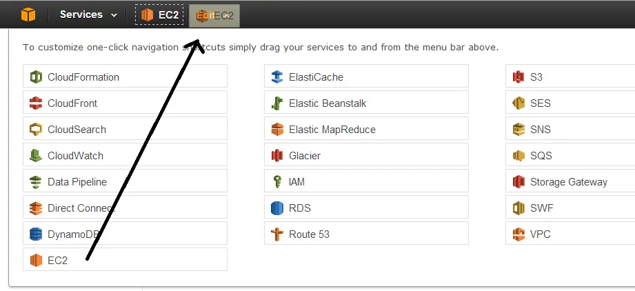 AWS Customize Menu